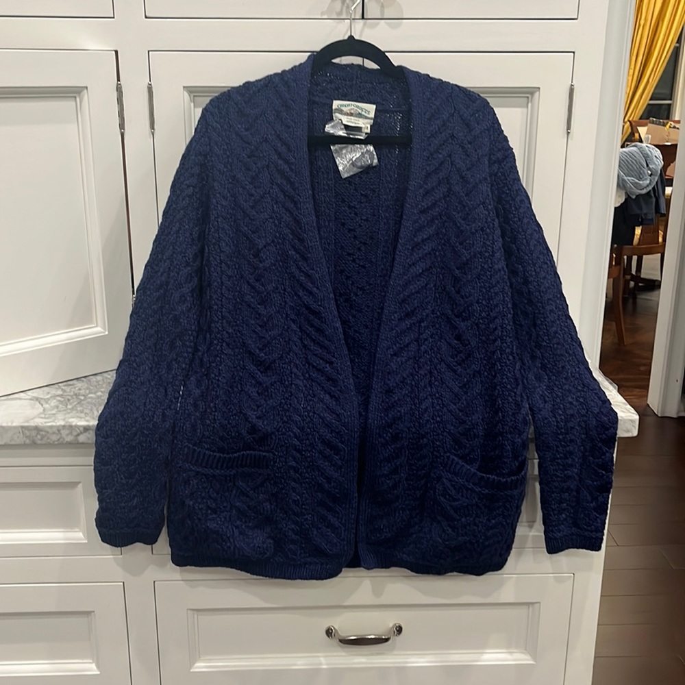 Brand new Aran Crafts Merino wool open cardigan